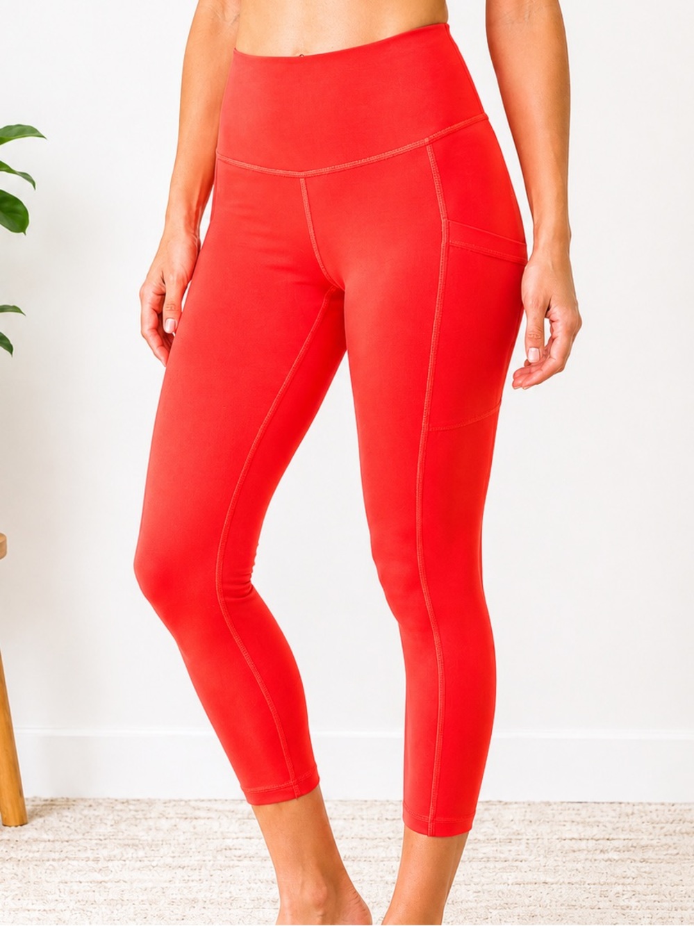 Zella Coral High Waisted Leggings Size M Capri Pocket Workout